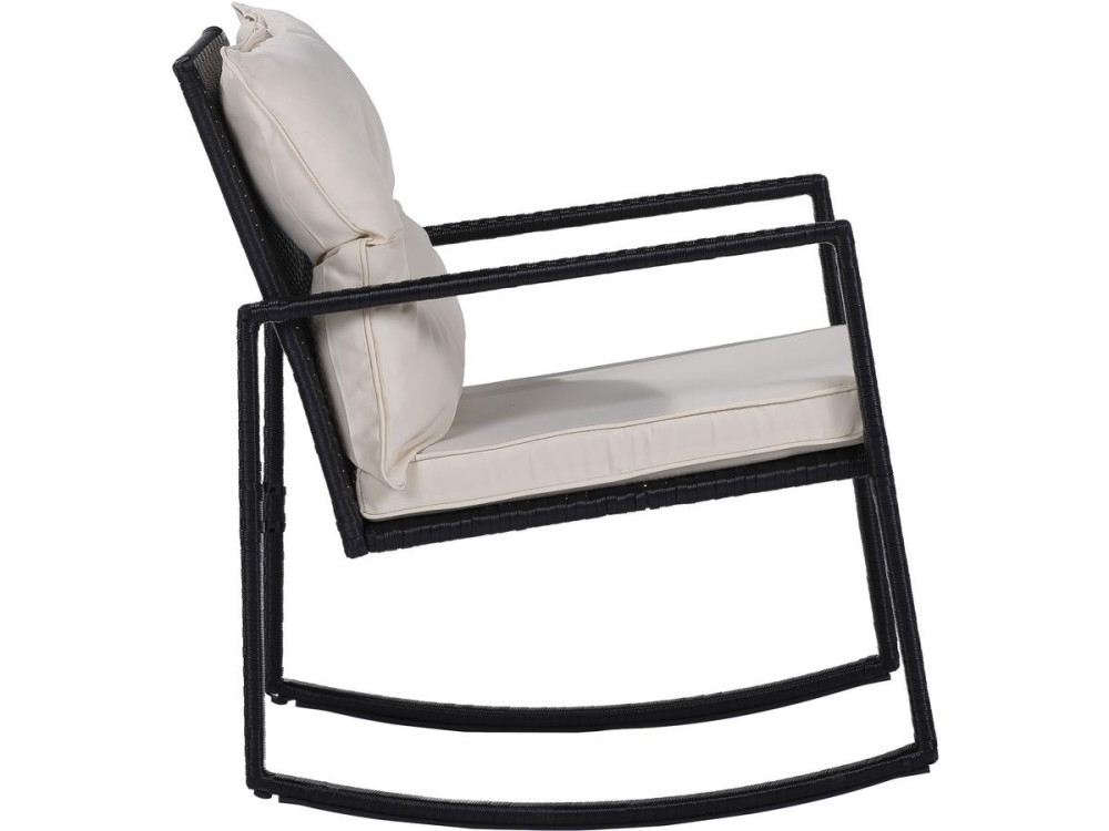 Tuinset tuinmeubelen set met 2 schommelstoelen "Sami" - Zwart/Beige
