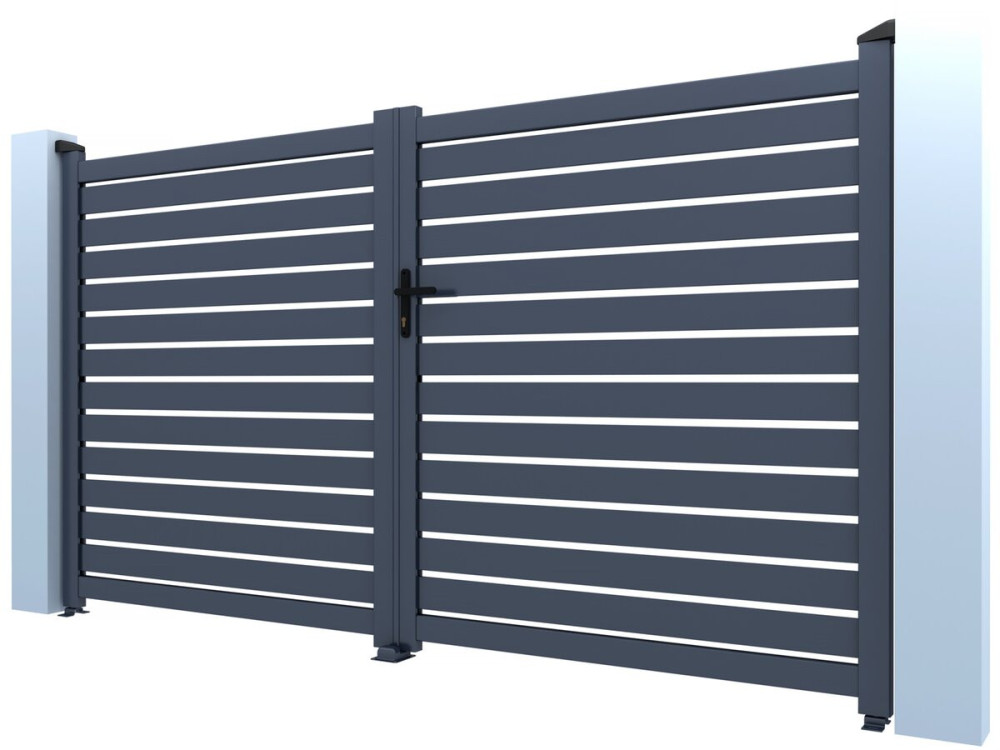 Julien" halfopengewerkt aluminium hek - 300 x 180 cm - Grijs