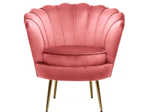 Stoel fauteuil velours fluweel "Floria" - 70 x 73 x 76 cm - Rose