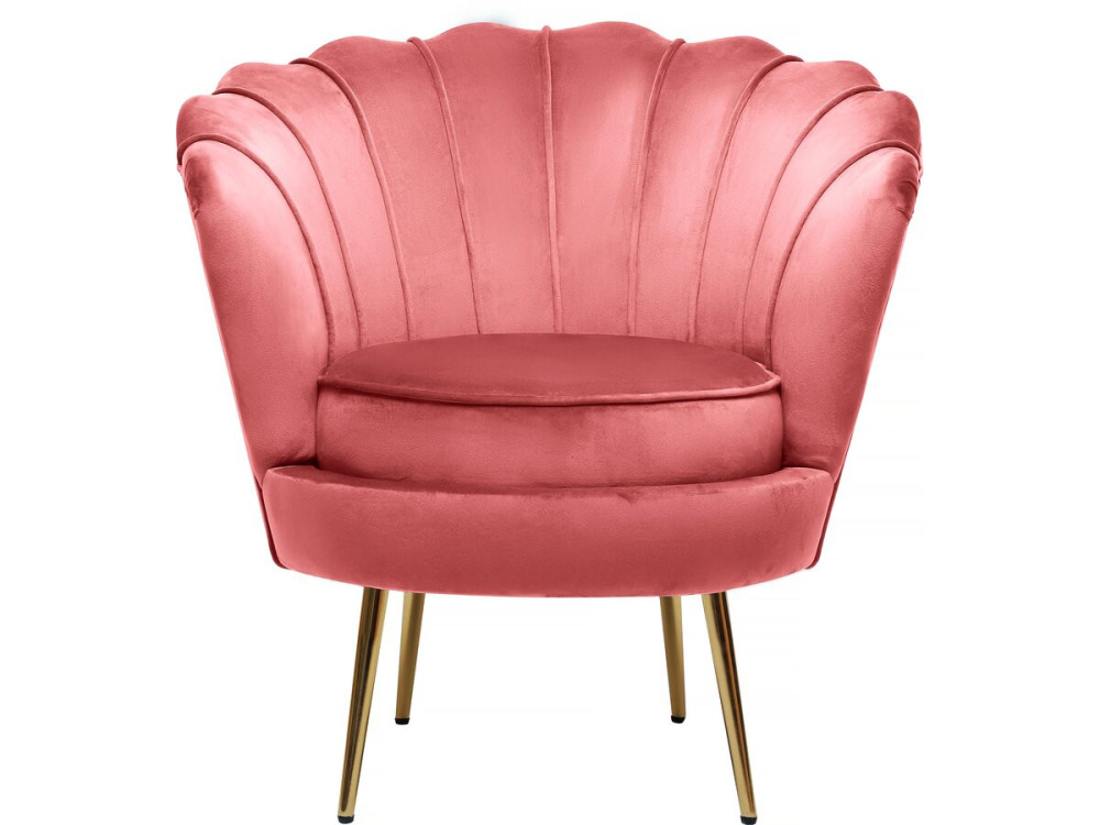 Stoel fauteuil velours fluweel "Floria" - 70 x 73 x 76 cm - Rose