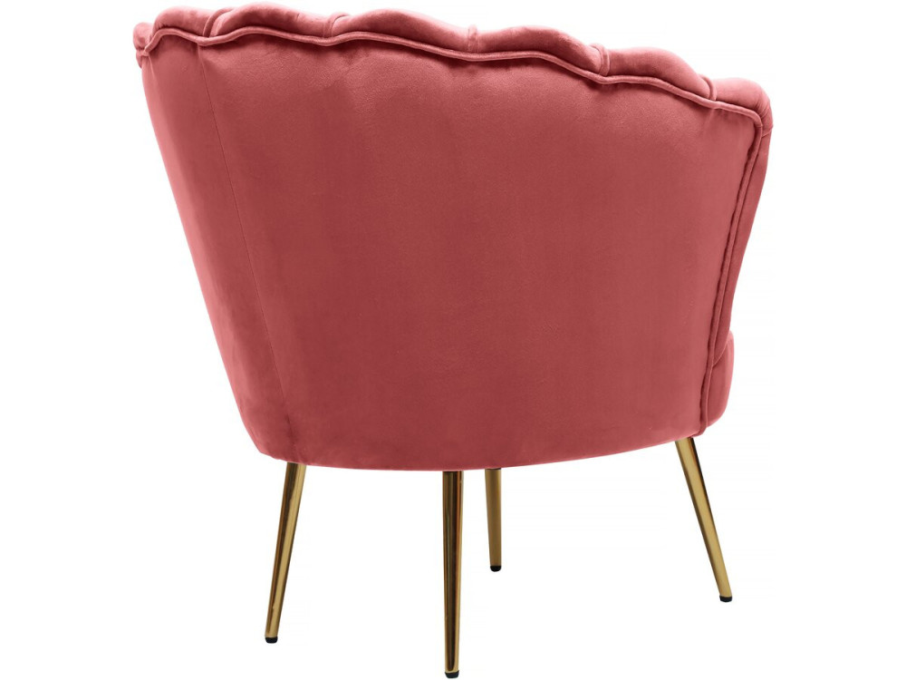 Stoel fauteuil velours fluweel "Floria" - 70 x 73 x 76 cm - Rose