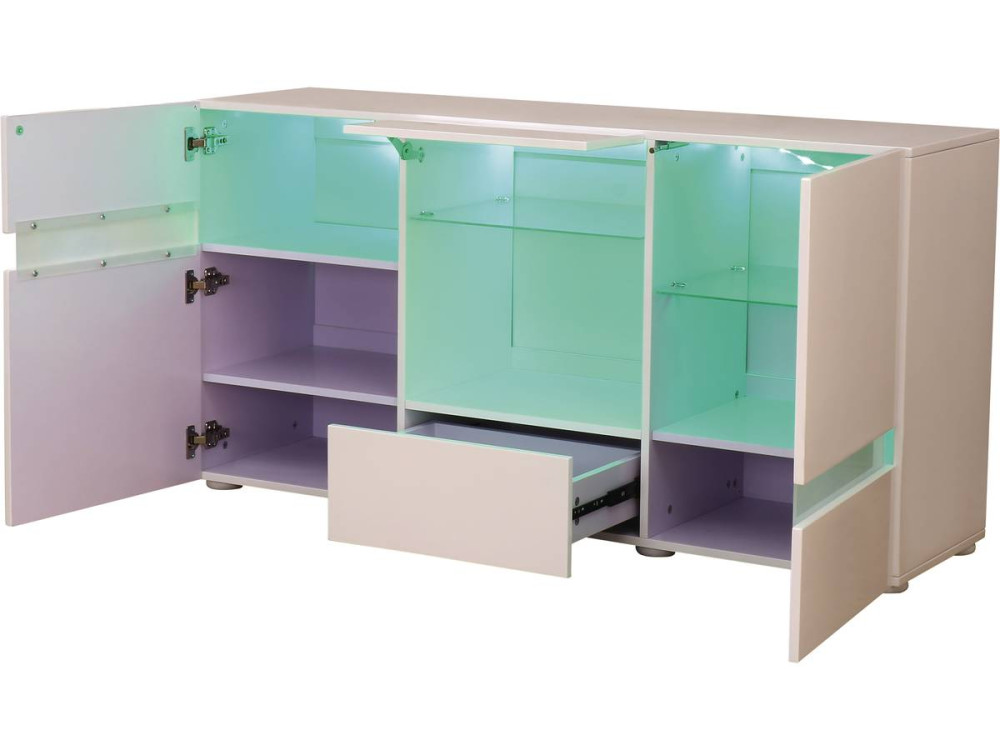 Buffet LED "Volta" - 140 x 40 x 72 cm - Blanc laqué
