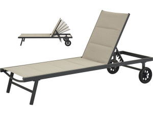 Ligbed ligstoel verstelbaar aluminium gevoerd textileen "Bella" - Phoenix - Taupe - grijs bruin