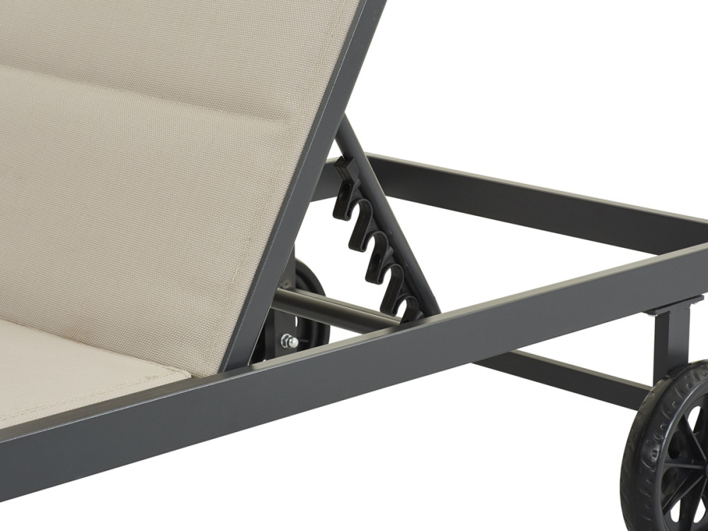 Ligbed ligstoel verstelbaar aluminium gevoerd textileen "Bella" - Phoenix - Taupe - grijs bruin
