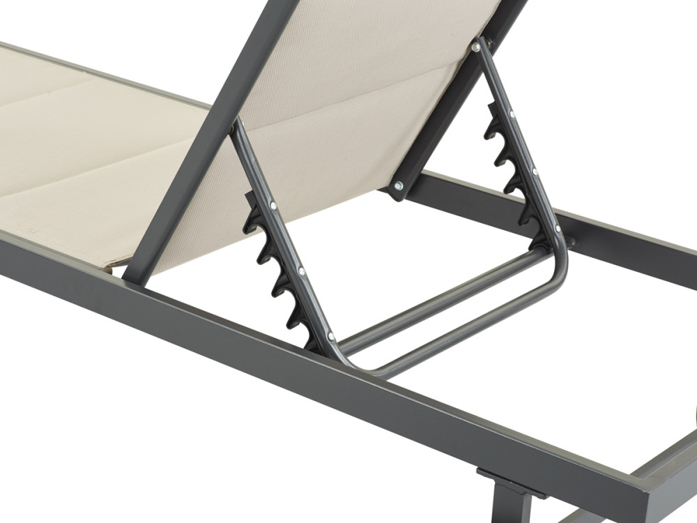Ligbed ligstoel verstelbaar aluminium gevoerd textileen "Bella" - Phoenix - Taupe - grijs bruin
