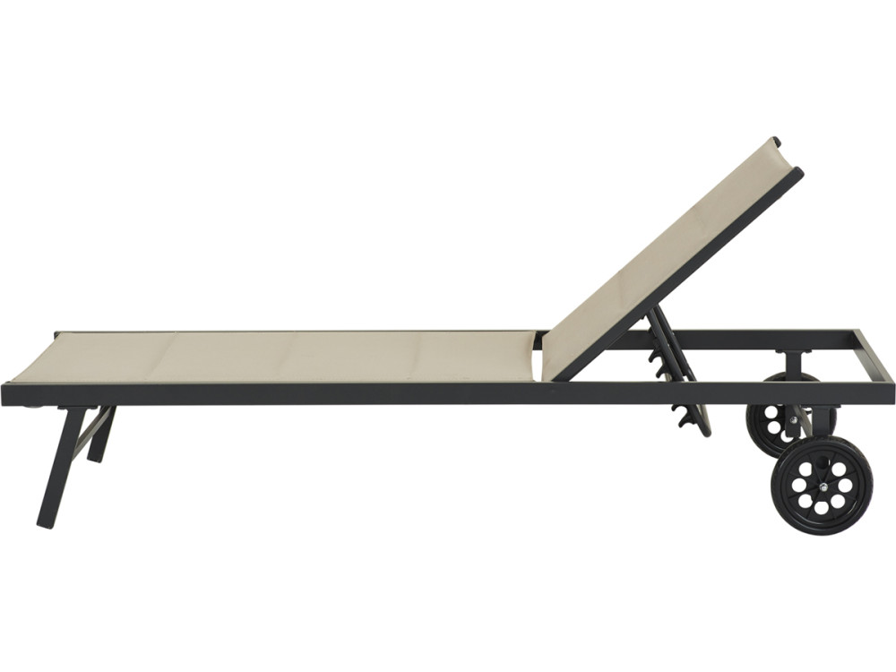 Ligbed ligstoel verstelbaar aluminium gevoerd textileen "Bella" - Phoenix - Taupe - grijs bruin