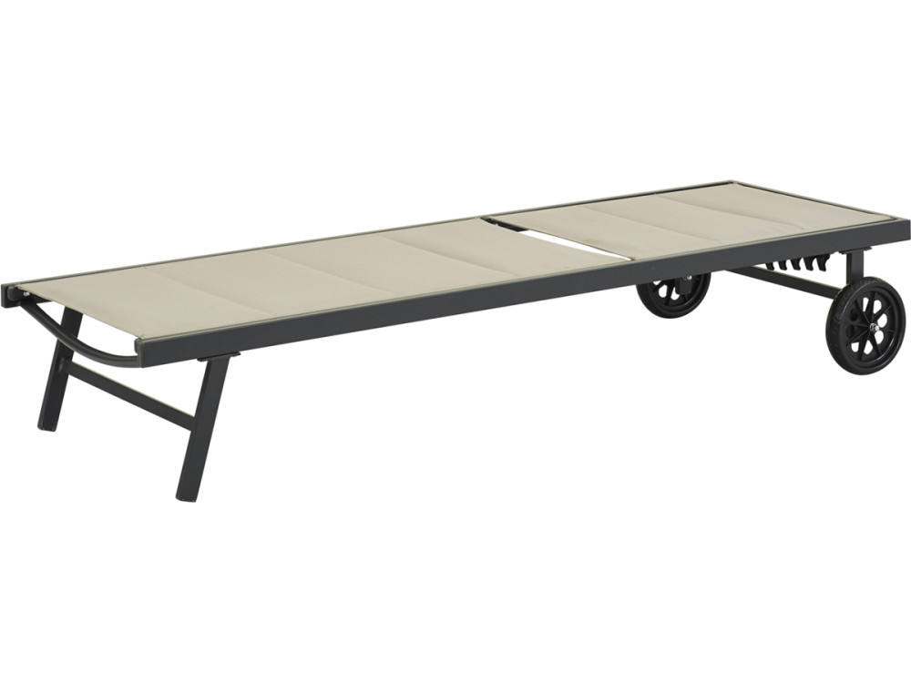 Ligbed ligstoel verstelbaar aluminium gevoerd textileen "Bella" - Phoenix - Taupe - grijs bruin