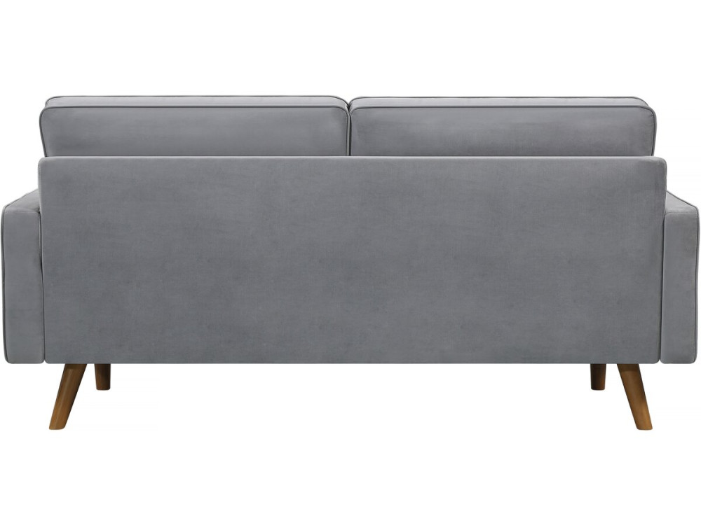 Bank bankstel velours fluweel meubel "Yannick" - 82 x 179 x 86 cm - 3 zits - Grijs lichtgrijs
