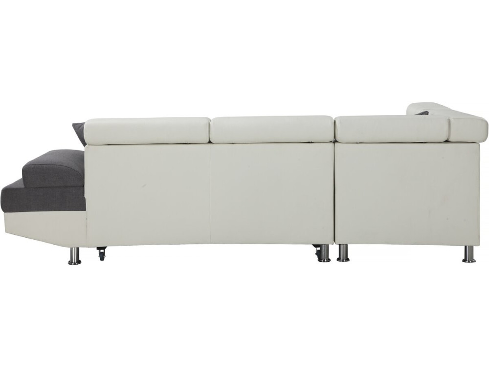 Hoekbank slaapbank meubel "Sophia luxe" - 265 x 190,5 x 80/91 cm - Wit / Grijs - 5 zits - Hoek aan linkerkant
