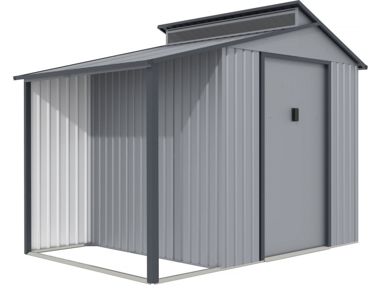 Tuinhuisje met overkapping metaal "Madras" - 5.64 m² - 193 x 292 x 229 cm - Grijs