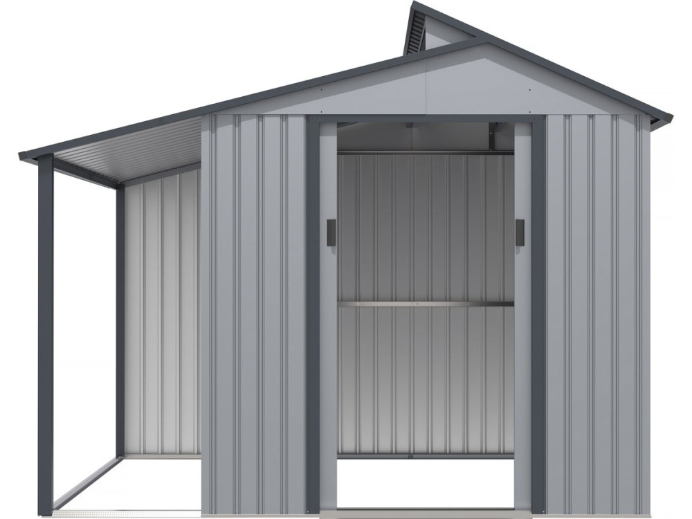 Tuinhuisje met overkapping metaal "Madras" - 5.64 m² - 193 x 292 x 229 cm - Grijs