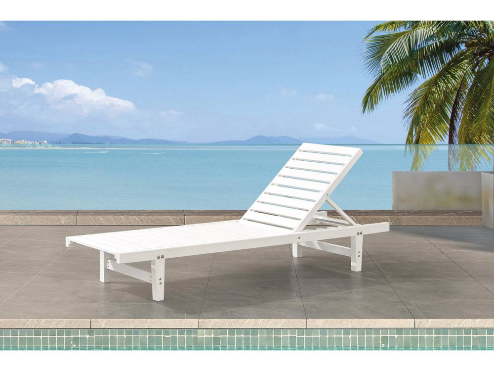Ligbed set 2 houten ligstoelen verstelbaar "Rawai" - Wit