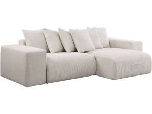 Hoekbank bank ribfluweel geribd velours "Rivoli" - 312 x 176 x 49 cm - Beige - lichtbruin