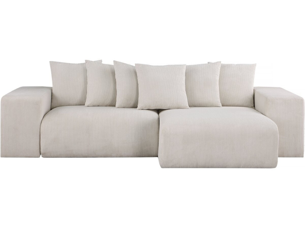 Hoekbank bank ribfluweel geribd velours "Rivoli" - 312 x 176 x 49 cm - Beige - lichtbruin