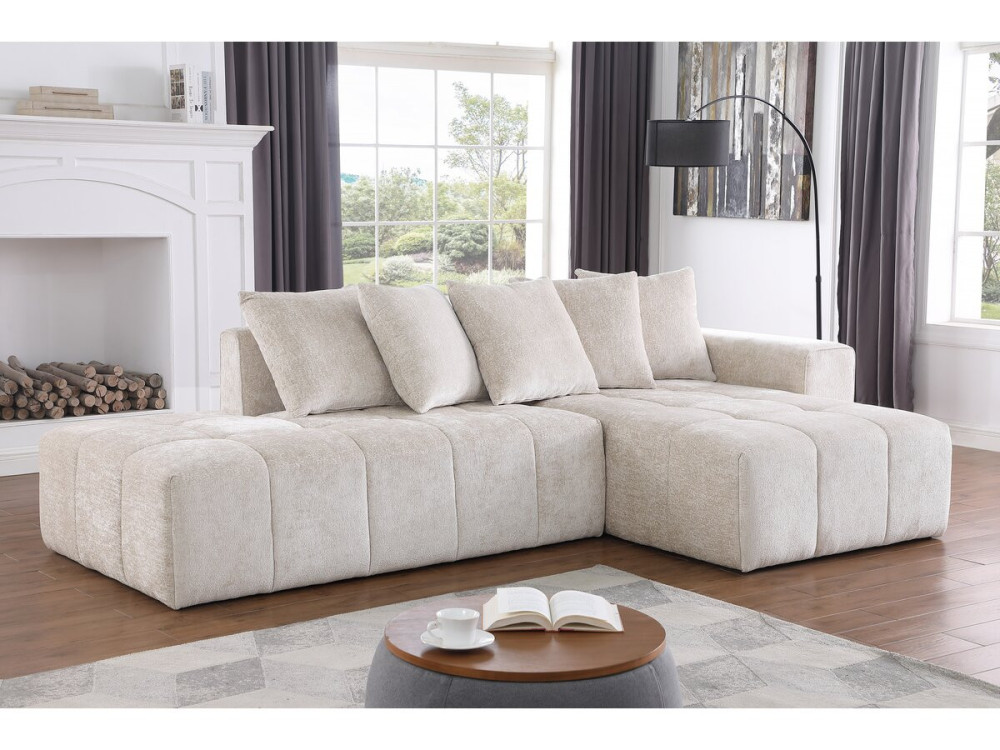 Haussmann" 3 zits hoekbank in chenille stof - Beige