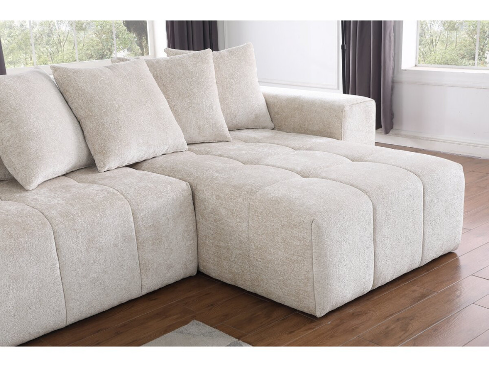 Haussmann" 3 zits hoekbank in chenille stof - Beige