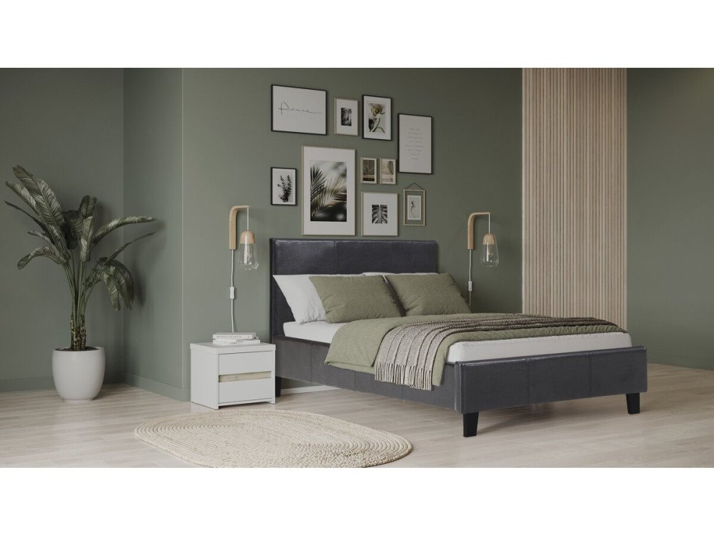 Eenpersoonsbed frame bed "Lina" - 90 x 190 cm - Zwart