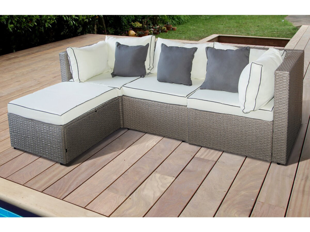 Tuinset loungeset kunststof gevlochten "Kuba" - 3 zits - Grijs
