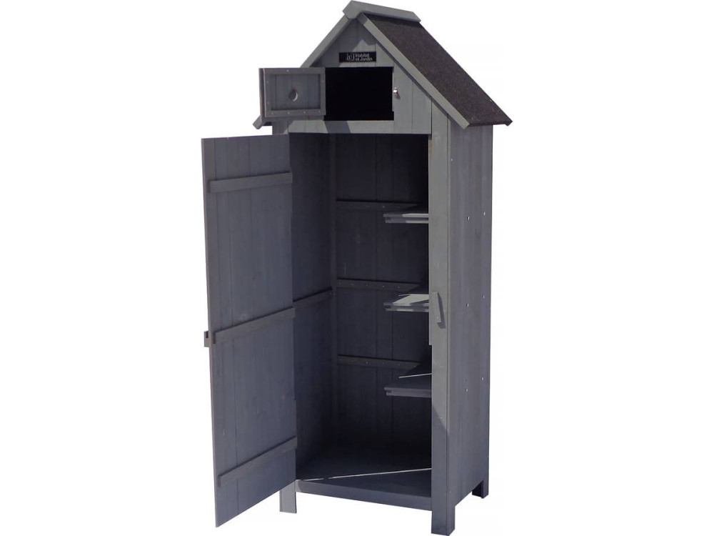 Tuinkast houten tuin berging "Cabanon" - 77 x 54,5 x 179 cm - Antraciet