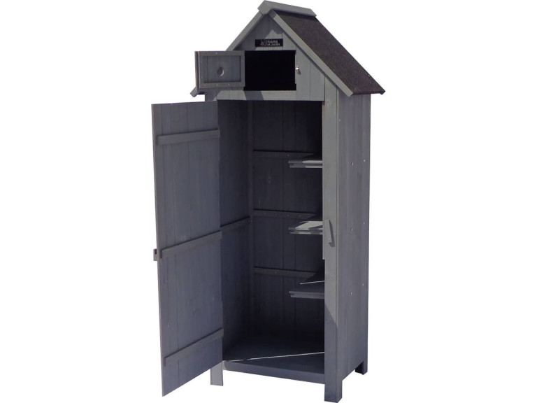 Tuinkast houten tuin berging "Cabanon" - 77 x 54,5 x 179 cm - Antraciet ...