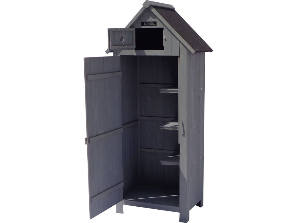 Tuinkast houten tuin berging "Cabanon" - 77 x 54,5 x 179 cm - Antraciet
