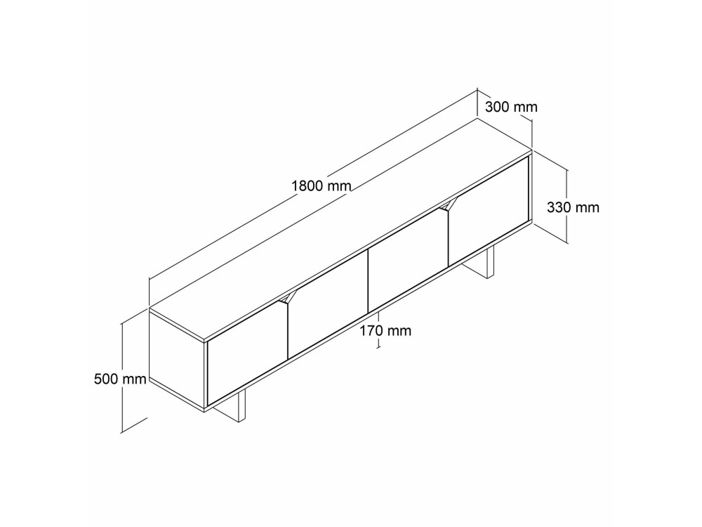 istemi" houten TV-meubel 180 x 30 x 50 cm - Notelaar