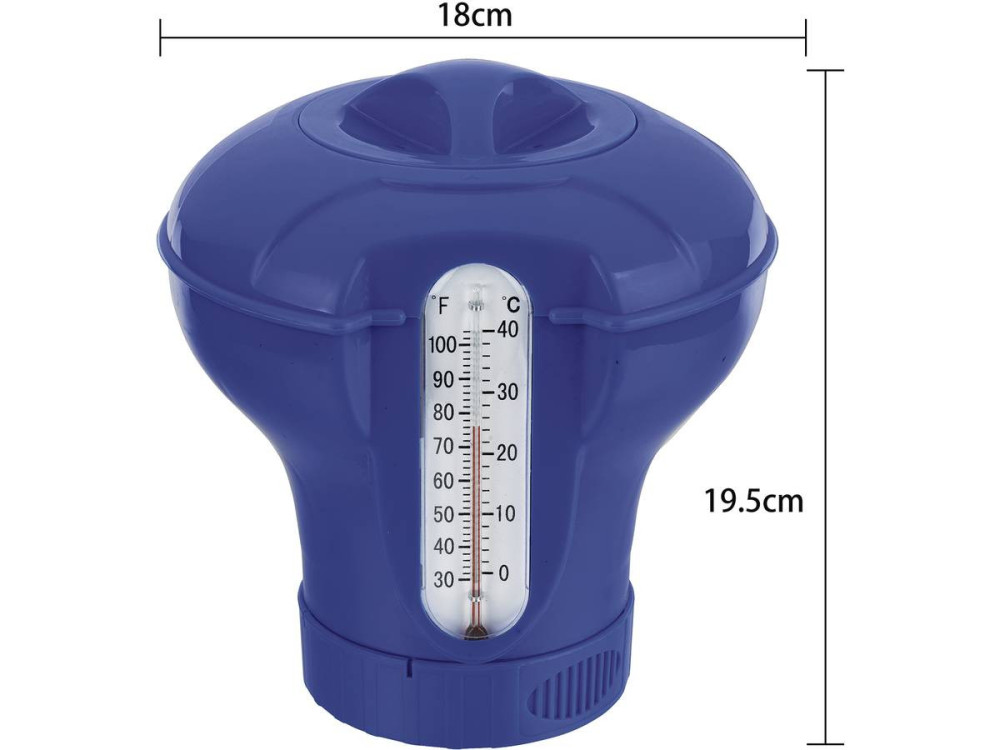 Drijvende chloordispenser met geïntegreerde thermometer