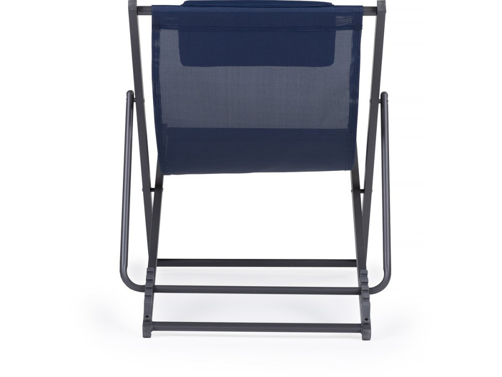 Set van 2 metalen textiele ligstoelen - Met hoofdsteun - Middernachtblauw