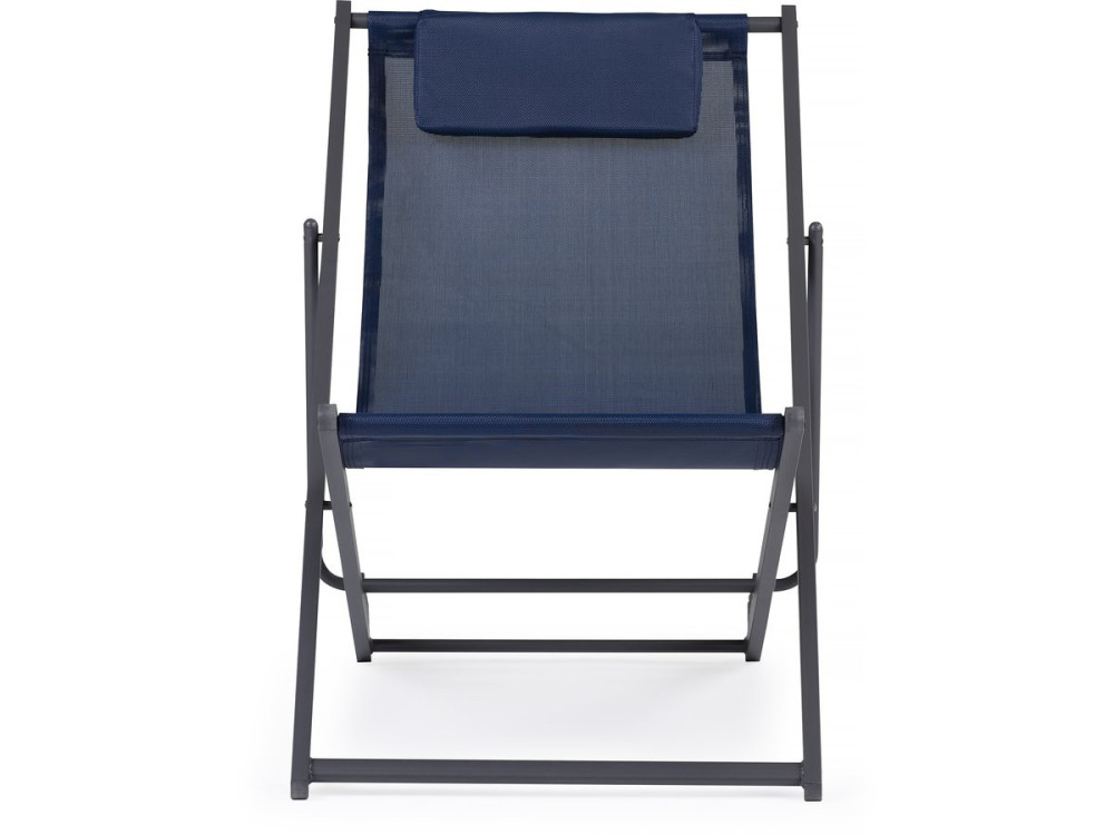 Set van 2 metalen textiele ligstoelen - Met hoofdsteun - Middernachtblauw