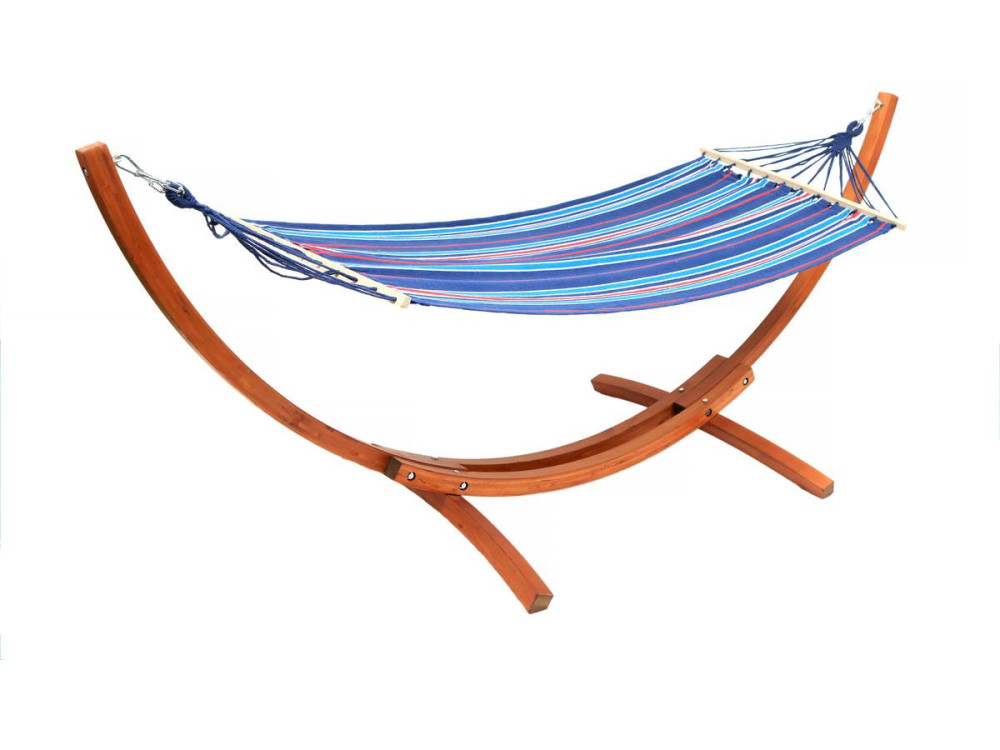 Hangmat met houten onderstel katoenen doek "Dallas" - 3 m - Blauwe tinten