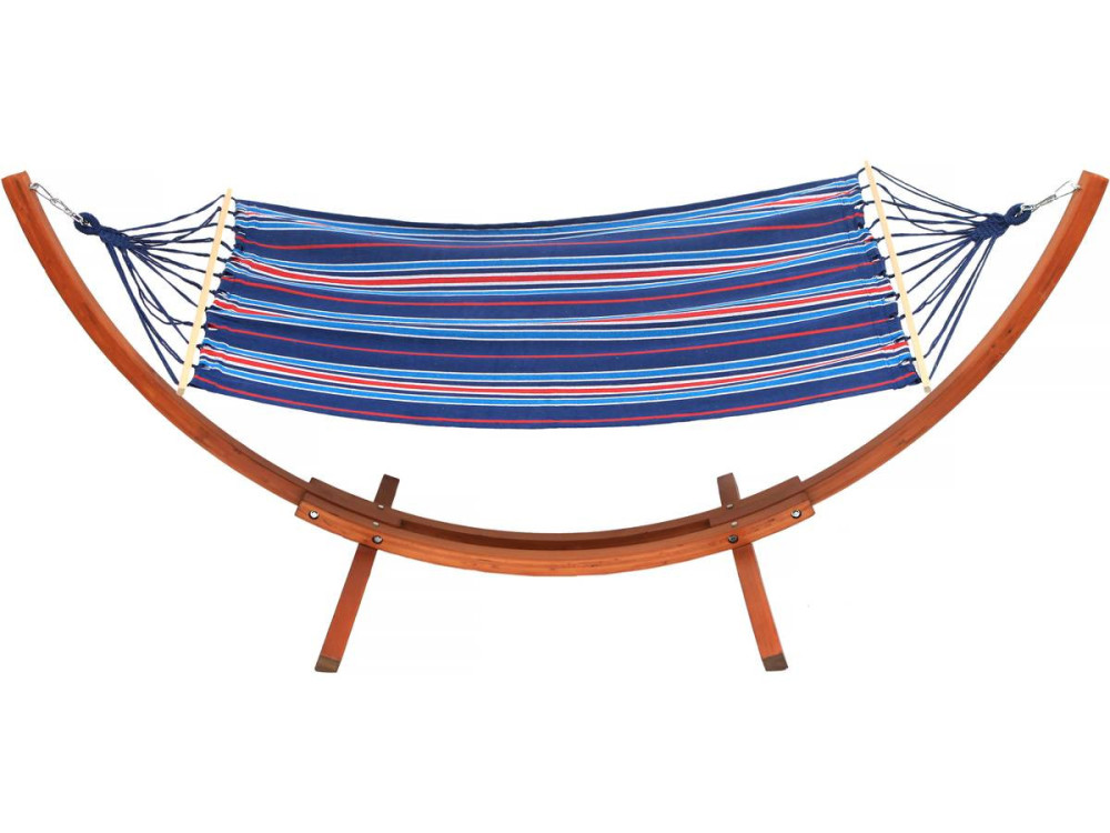 Hangmat met houten onderstel katoenen doek "Dallas" - 3 m - Blauwe tinten