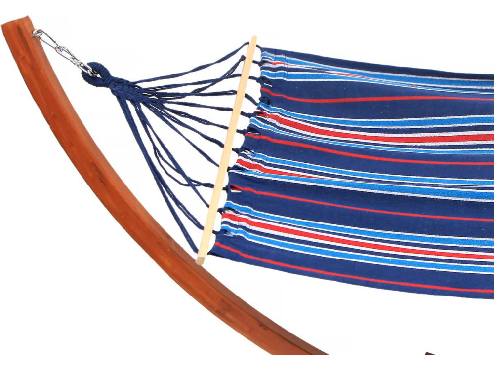 Hangmat met houten onderstel katoenen doek "Dallas" - 3 m - Blauwe tinten