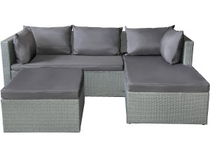 Tuinset 3 personen loungeset kunststof gevlochten "Diya" - Grijs