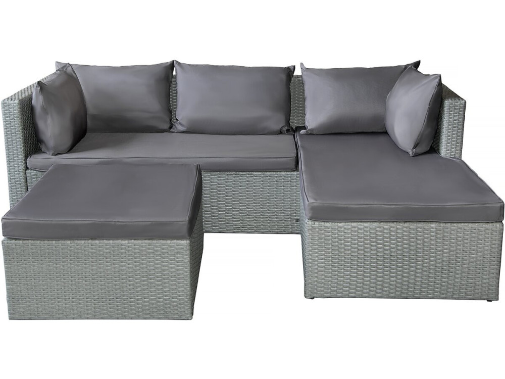 Tuinset 3 personen loungeset kunststof gevlochten "Diya" - Grijs