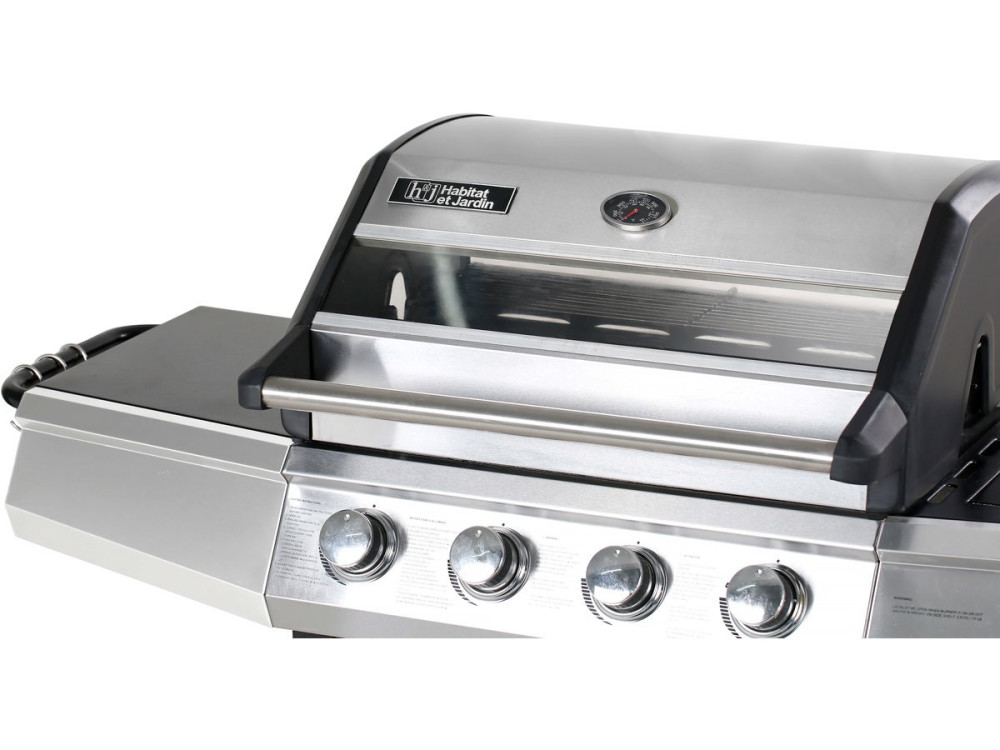 Gasbarbecue met glazen deksel "Bingo 5" + beschermhoes - Zwart