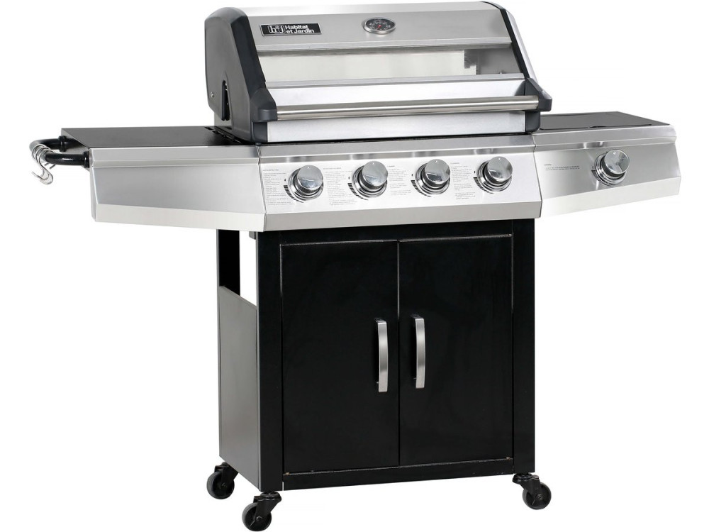 Gasbarbecue met glazen deksel "Bingo 5" + beschermhoes - Zwart
