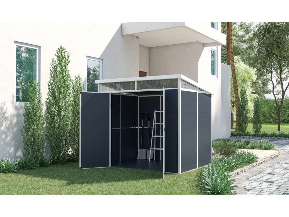 Tuinhuisje "Detroit" van resin - Grijs - 4.54 m² - 191 x 238 cm