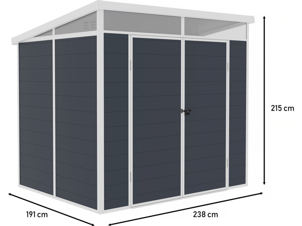 Tuinhuisje "Detroit" van resin - Grijs - 4.54 m² - 191 x 238 cm
