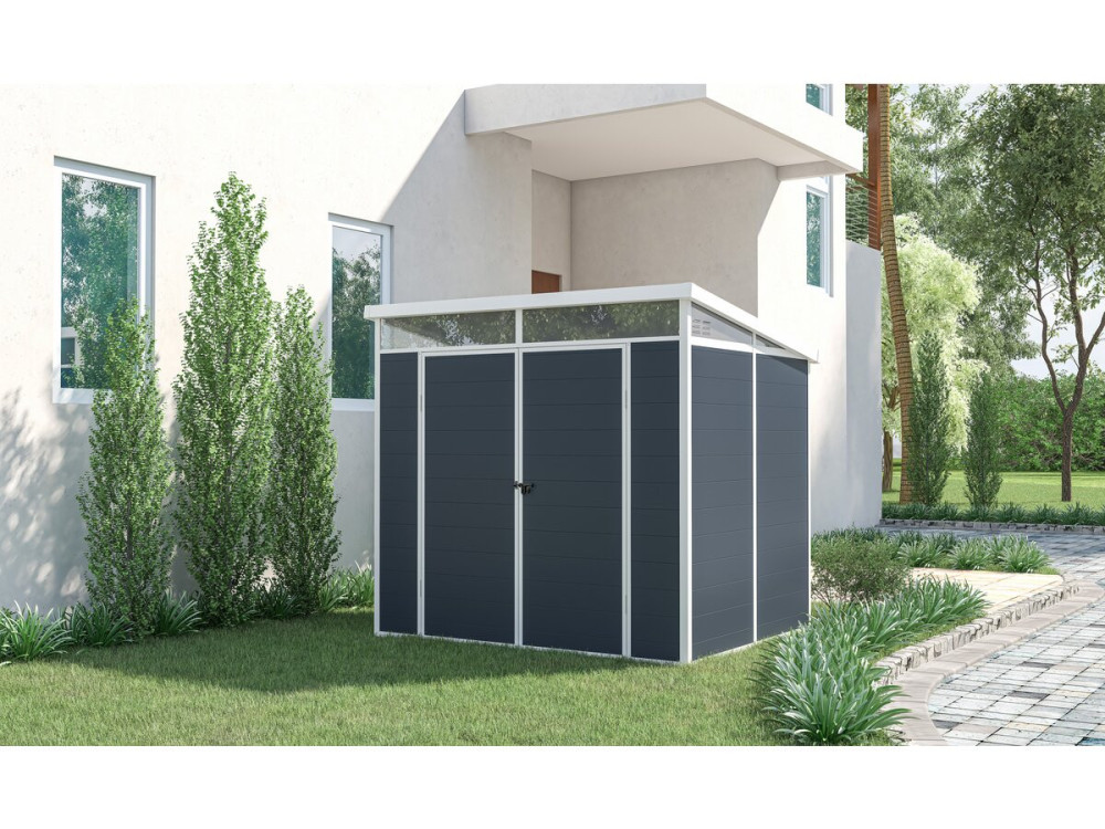 Tuinhuisje "Detroit" van resin - Grijs - 4.54 m² - 191 x 238 cm