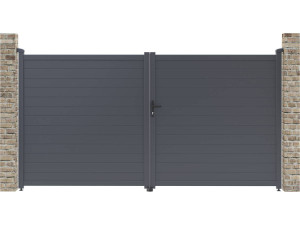 Tuinpoort dubbele poort aluminium "Marc" - 349,5 x 180,9 cm - Grijs