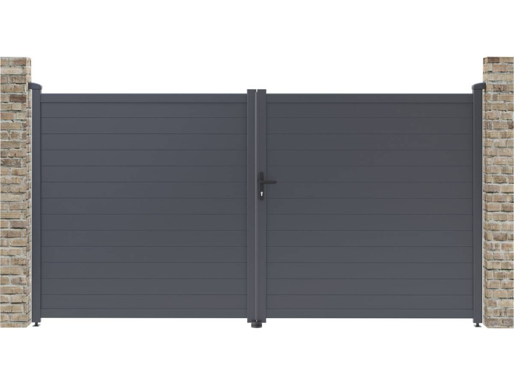 Tuinpoort dubbele poort aluminium "Marc" - 349,5 x 180,9 cm - Grijs