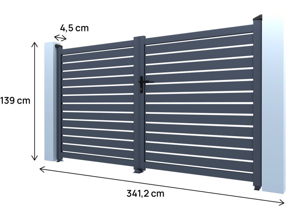 Julien" halfopengewerkt aluminium hek - 340 x 140 cm - Grijs