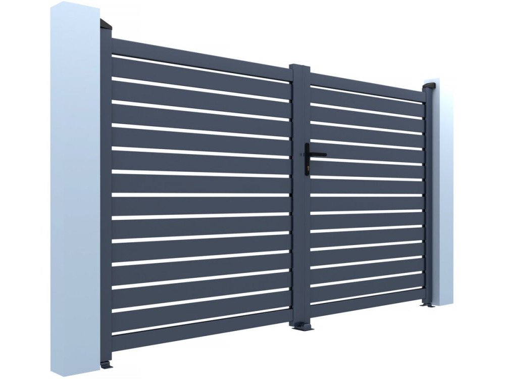 Julien" halfopengewerkt aluminium hek - 340 x 140 cm - Grijs
