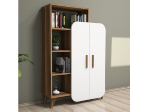Houten boekenkast "Form" 90 x 32 x 132 cm - Notelaar 2