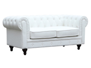 Bank bankstel Chesterfield "Aliza" - 157 x 82 x 70 cm - 2 zits - Wit