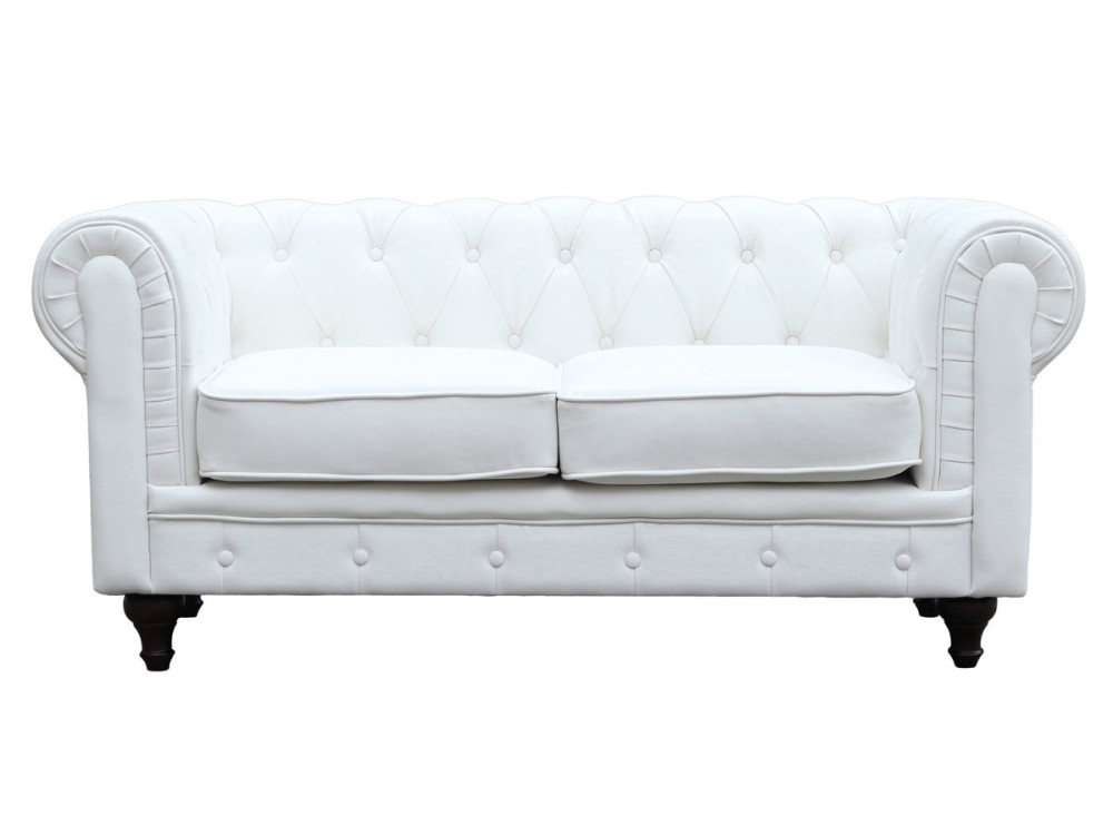Bank bankstel Chesterfield "Aliza" - 157 x 82 x 70 cm - 2 zits - Wit
