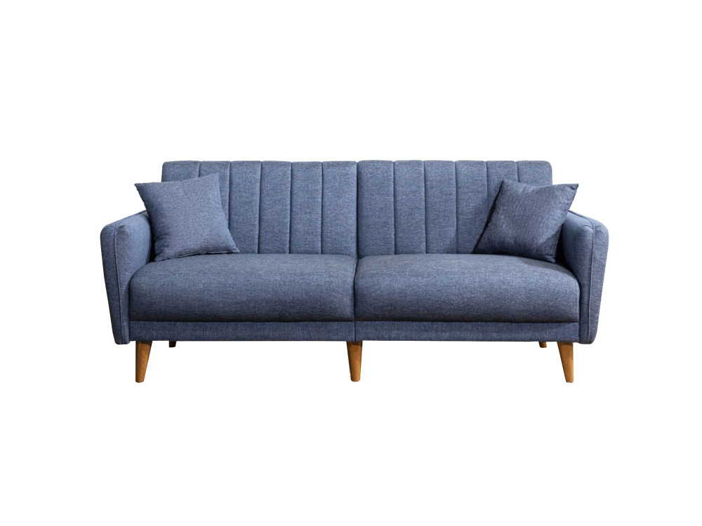 3-zits slaapbank in stof "Aqua" 205 x 85 x 85 cm - Donkerblauw