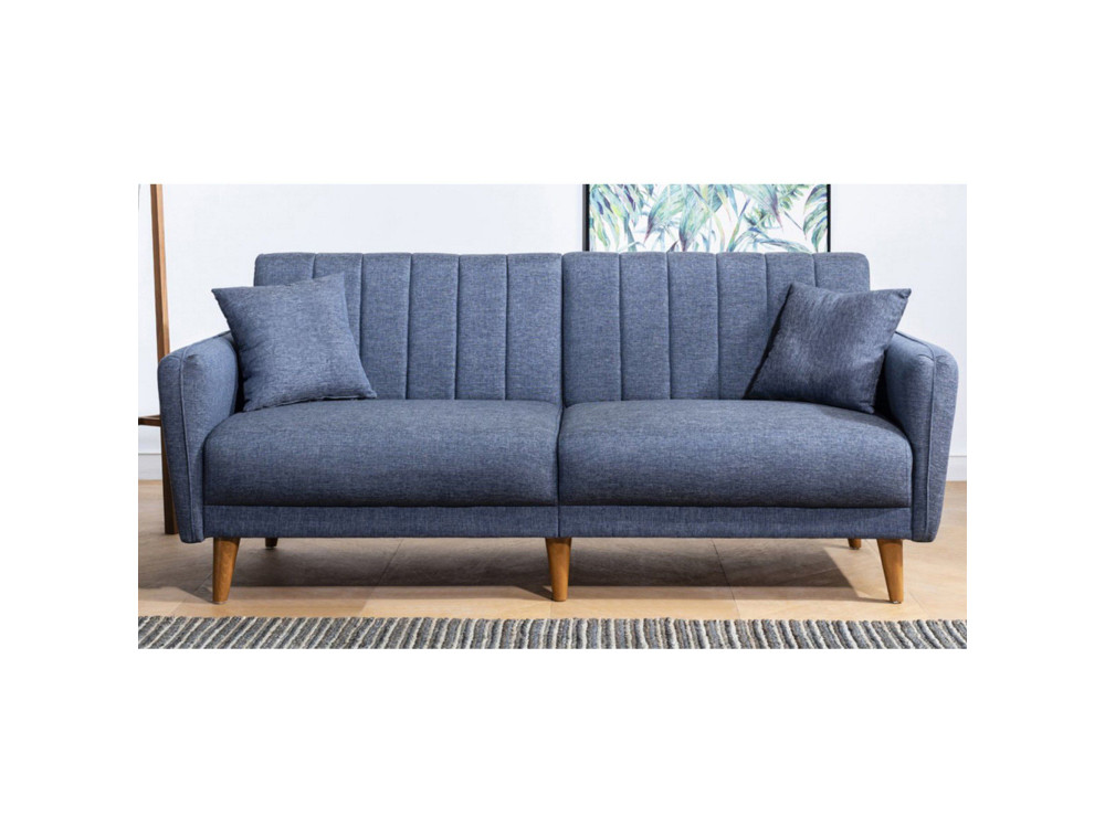 3-zits slaapbank in stof "Aqua" 205 x 85 x 85 cm - Donkerblauw