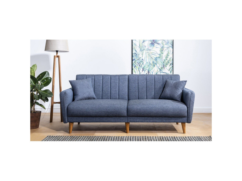 3-zits slaapbank in stof "Aqua" 205 x 85 x 85 cm - Donkerblauw