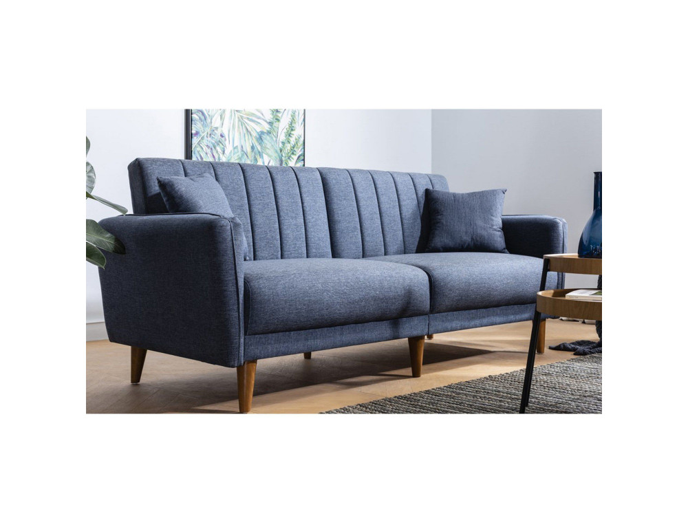 3-zits slaapbank in stof "Aqua" 205 x 85 x 85 cm - Donkerblauw